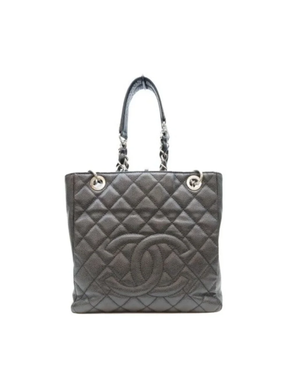 Chanel Black Caviar Silver Petite Shopping Tote PST
